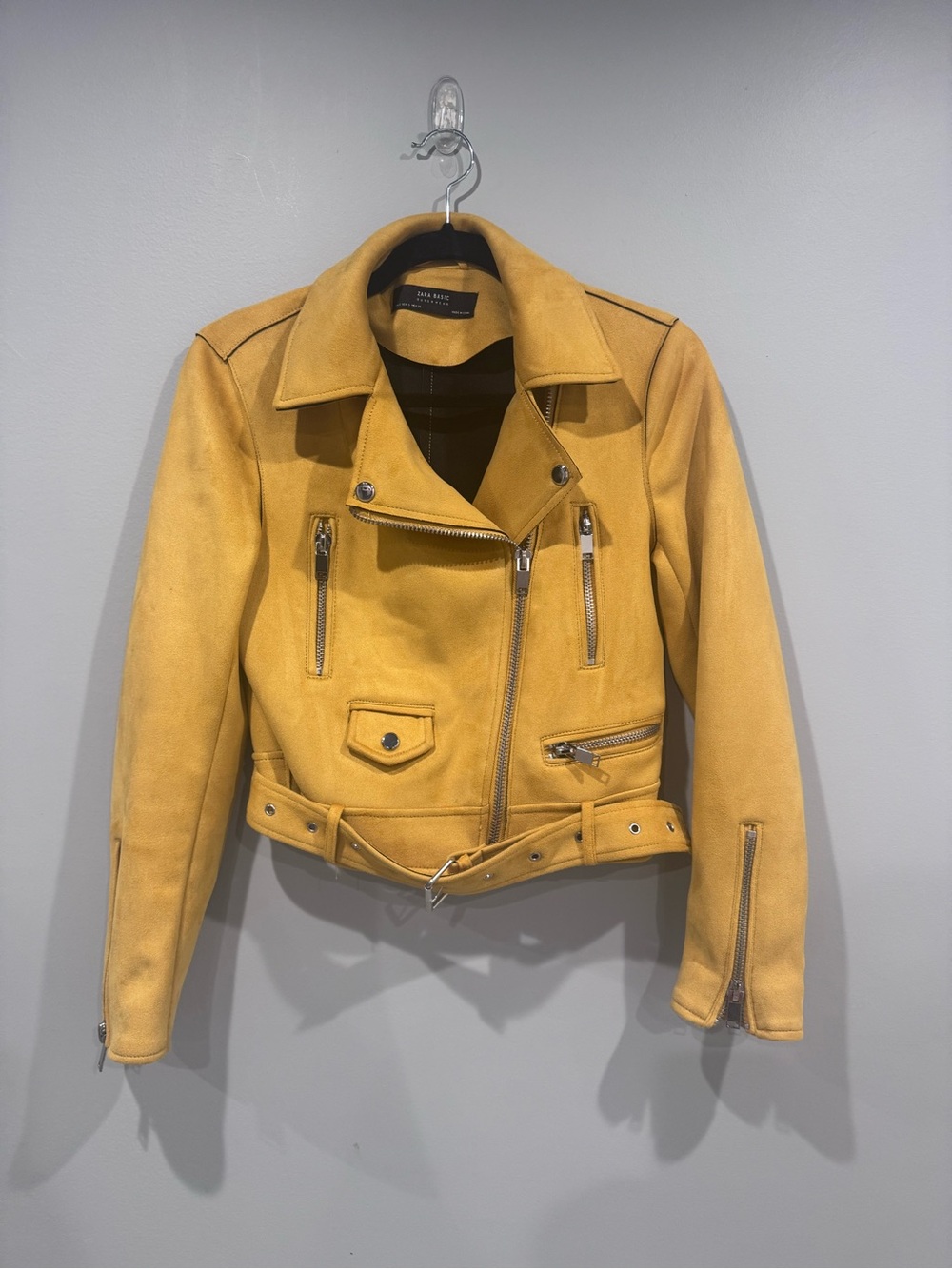 Zara Mustard Yellow Suede Moto Jacket